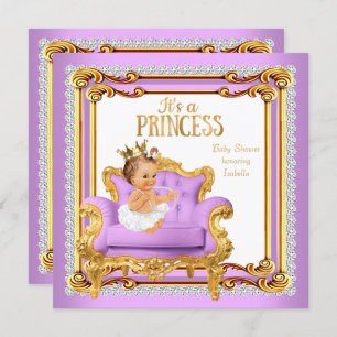 Princess Baby Shower Lilac Pink Gold Chair Invitation