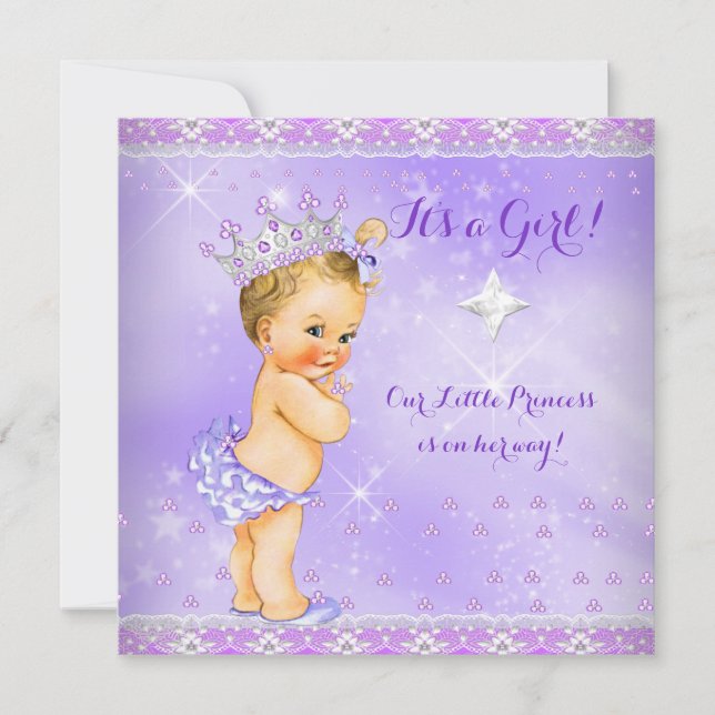 Princess Baby Shower Lilac Purple Lavender Blonde Invitation (Front)