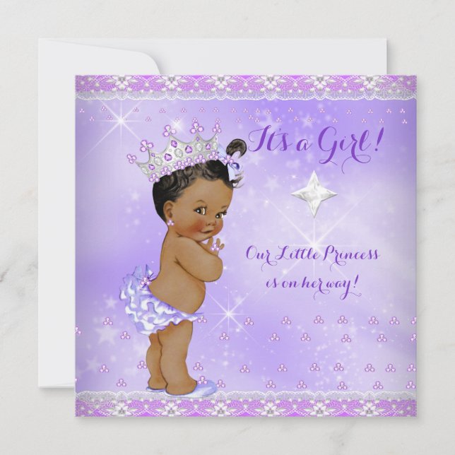 Princess Baby Shower Lilac Purple Lavender Ethnic Invitation (Front)