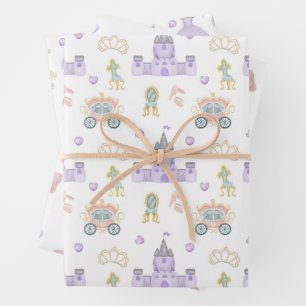 Princess Baby Shower Pattern Wrapping Paper Sheet