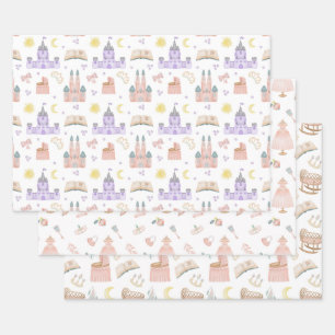 Princess Baby Shower Pattern Wrapping Paper Sheet