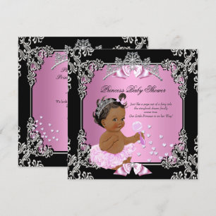 Princess Baby Shower Pink Black Tutu Ethnic Invitation