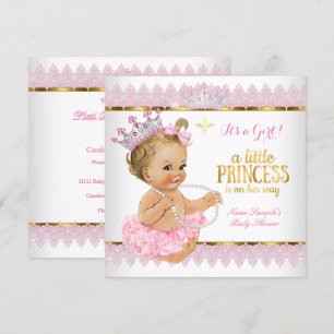 Princess Baby Shower Pink Gold Blonde Girl Invitation