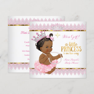 Princess Baby Shower Pink Gold Ethnic Girl Invitation