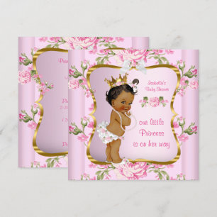 Princess Baby Shower Pink Gold Floral Ethnic Invitation