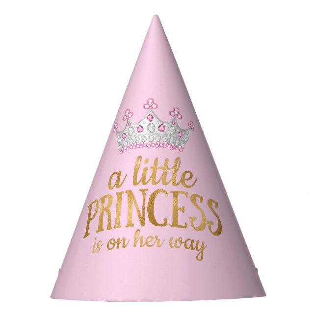 Princess Baby Shower Pink Gold Silver Tiara Party Party Hat (Front)