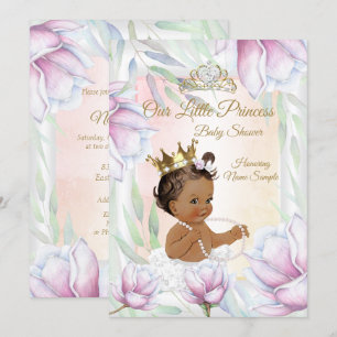 Princess Baby Shower Pink Lilac Floral Ethnic Invitation