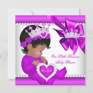 Princess Baby Shower Pink Purple Tiara Ethnic Invitation