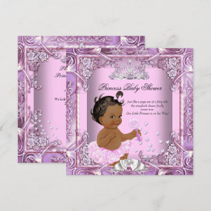 Princess Baby Shower Pink Purple Tutu Ethnic Invitation