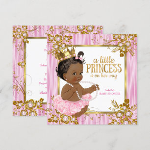 Princess Baby Shower Pink Silk Floral Ethnic Invitation