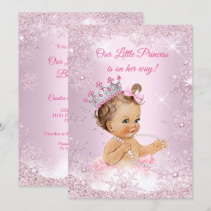 Princess Baby Shower Pink Snowflake Winter Invitation
