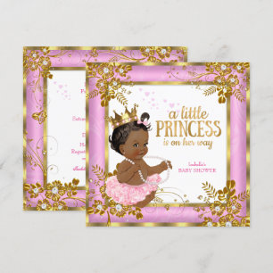 Princess Baby Shower Pink Tutu Floral Ethnic Invitation