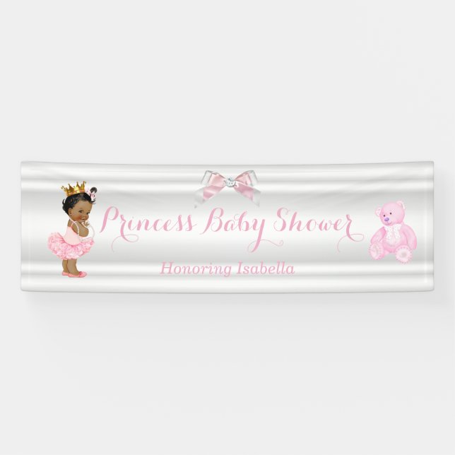 Princess Baby Shower Pink White Ethnic Banner (Horizontal)