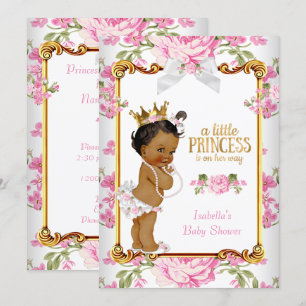 Princess Baby Shower Pink White Floral Ethnic 2 Invitation