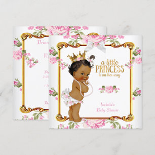 Princess Baby Shower Pink White Floral Ethnic Invitation