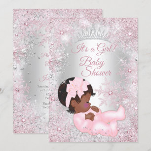 Princess Baby Shower Pink Winter Wonderland Ethnic Invitation
