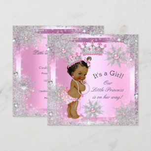 Princess Baby Shower Pink Winter Wonderland Ethnic Invitation