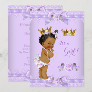Princess Baby Shower Purple Rose Lace Ethnic Invitation