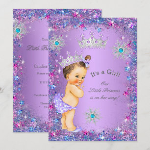 Princess Baby Shower Purple Teal Blue Pink Invitation