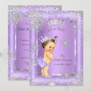 Princess Baby Shower Purple Wonderland Brunette Invitation