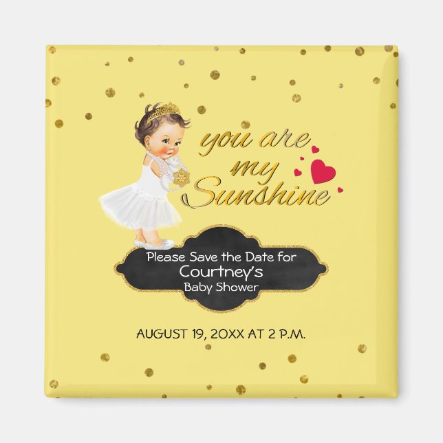 Princess Baby Shower Save the Date | My Sunshine Magnet (Front)