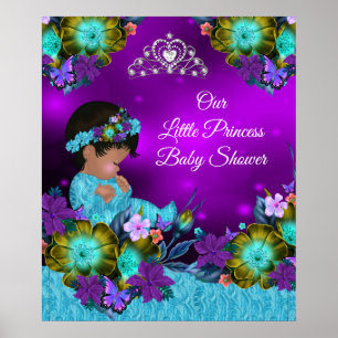 Princess Baby Shower Teal Blue Purple Girl 2 Poster