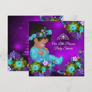 Princess Baby Shower Teal Blue Purple Girl Ethnic Invitation