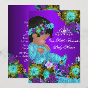 Princess Baby Shower Teal Blue Purple Girl Invite