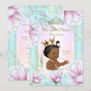 Princess Baby Shower Teal Pink Lilac Floral Ethnic Invitation