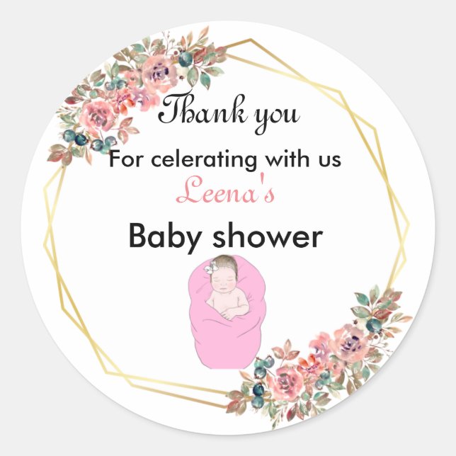 Princess Baby Shower thank you Classic Round Sticker (Front)