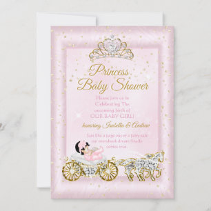 Princess Baby Shower Tiara Pink Carriage Invitation