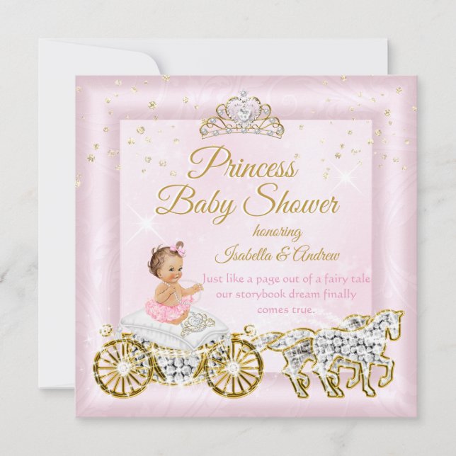 Princess Baby Shower Tiara Pink Carriage Invitation (Front)