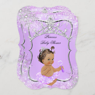 Princess Baby Shower Wonderland Lilac Brunette Invitation