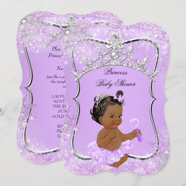 Princess Baby Shower Wonderland Lilac Ethnic Invitation (Front/Back)