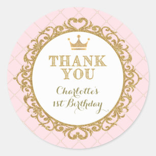 Princess Baby Thank You Sticker Birthday Favours