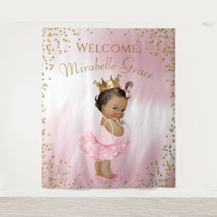 Princess Ballerina Baby Shower Backdrop Ethnic Tapestry