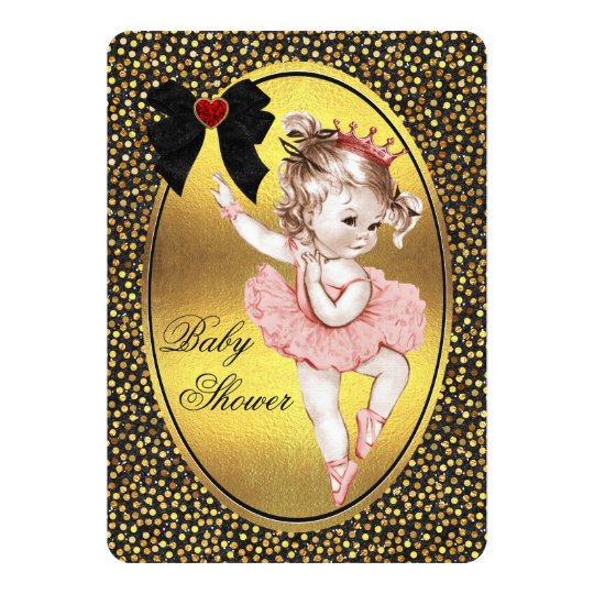 Princess Ballerina Faux Bow Foil & Glitter Shower Card
