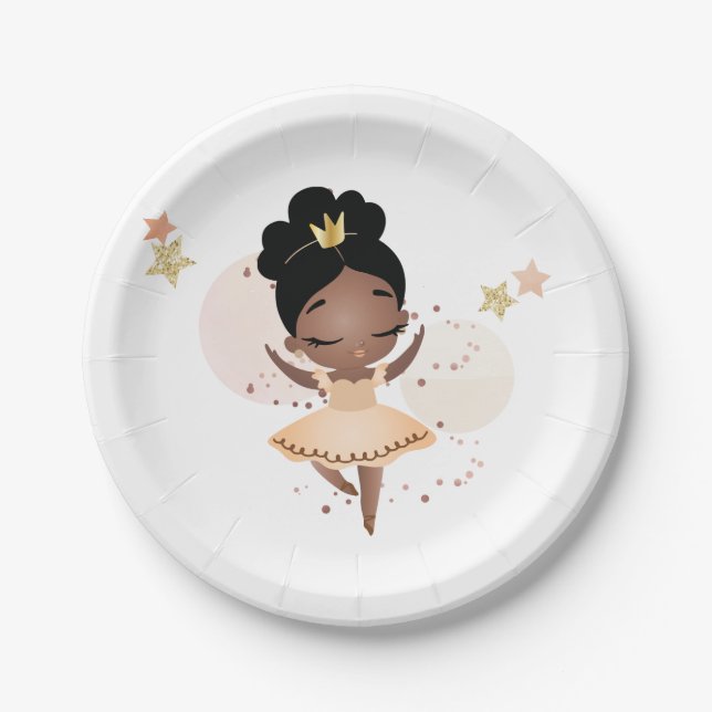 Princess Ballerina w/Tiara Birthday Paper Plate (Front)