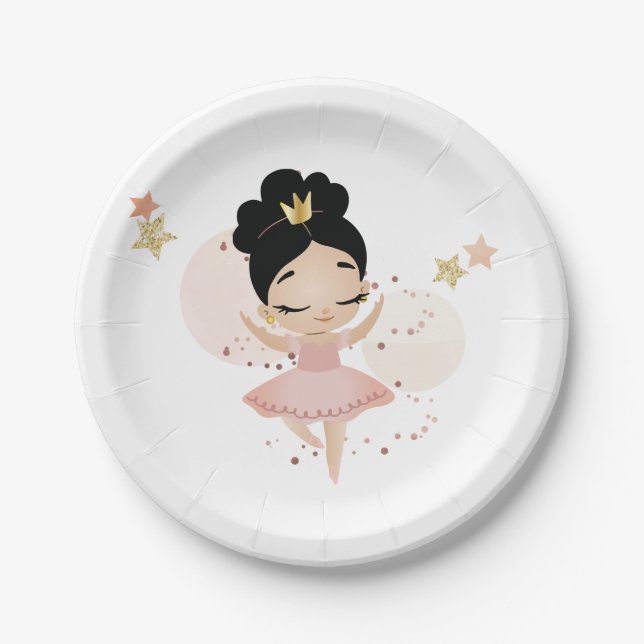 Princess Ballerina w/Tiara Birthday Paper Plate (Front)