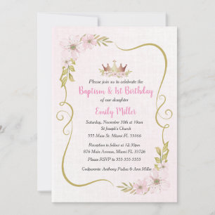 Princess baptism and birthday invitation