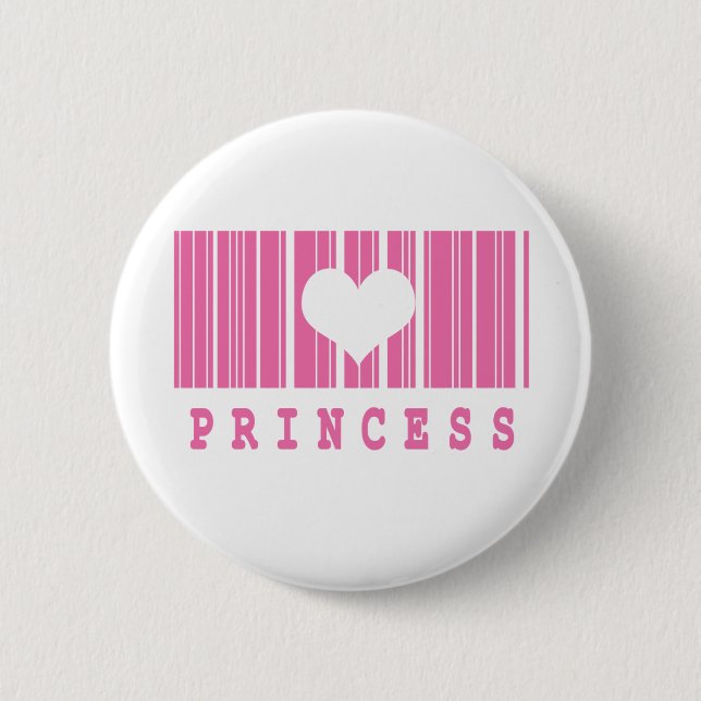 princess barcode design 6 cm round badge (Front)