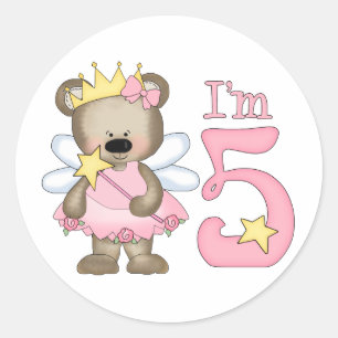 Princess Bear 5th Birthday Classic Round Sticker