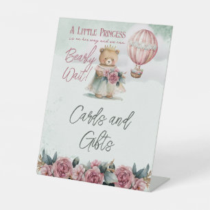 Princess Bear Bearly Wait Girl Cards and Gifts Pedestal Sign