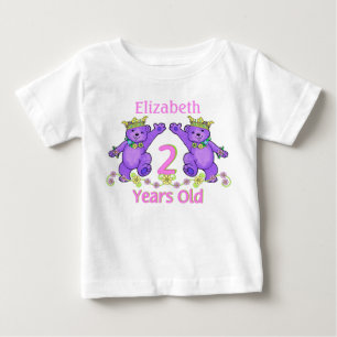Princess Bears 2nd Birthday Custom Name Baby T-Shirt