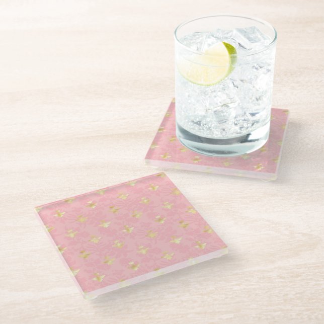 Princess Bee Series Design #4 Glass Coaster (Angled)