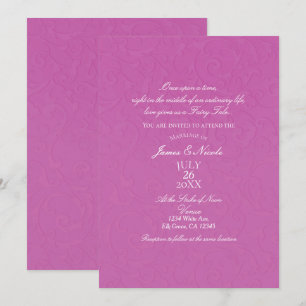 Princess Berry Pink Fairy Tale Damask Wedding Invitation