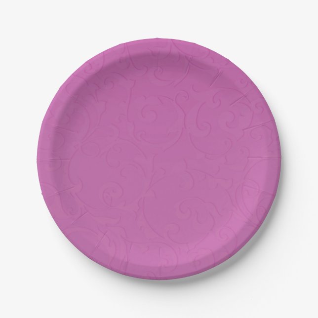 Princess Berry Pink Fairy Tale Damask Wedding Paper Plate (Front)