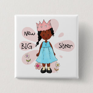 Princess Big Sister African American 15 Cm Square Badge