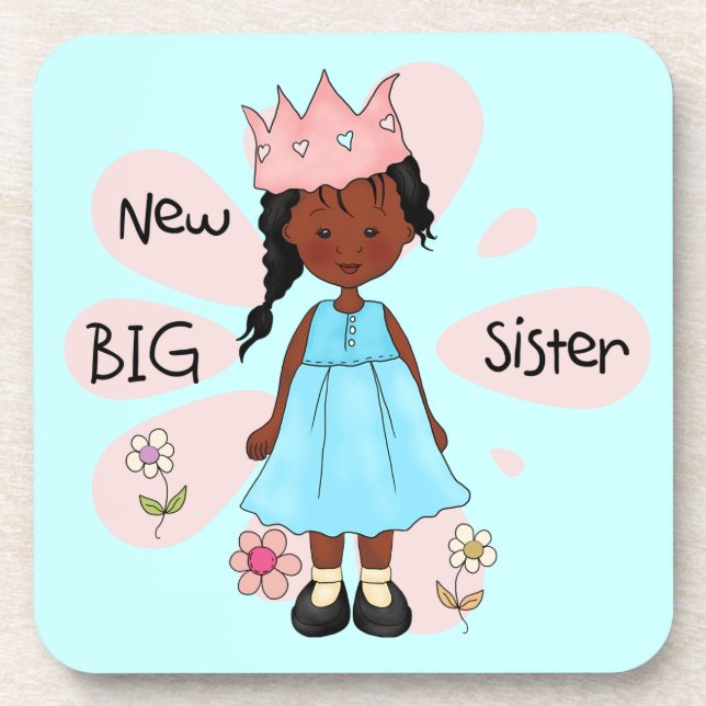 Princess Big Sister African American Coaster (Front)