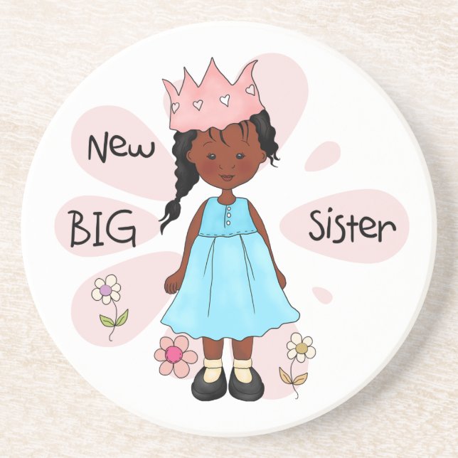 Princess Big Sister African American Coaster (Front)